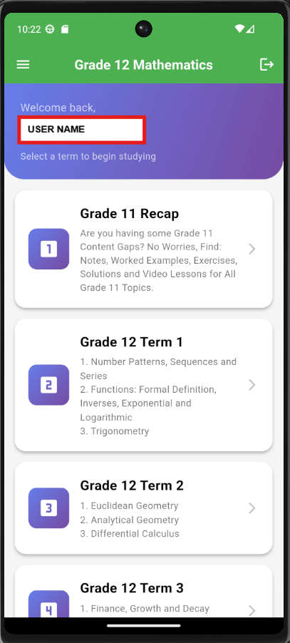 Home Screen – Browse by Term